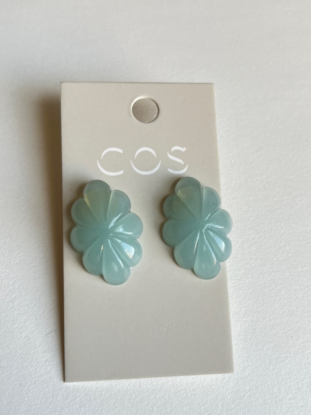 COS Pale Mint Floral Resin Stud Earrings